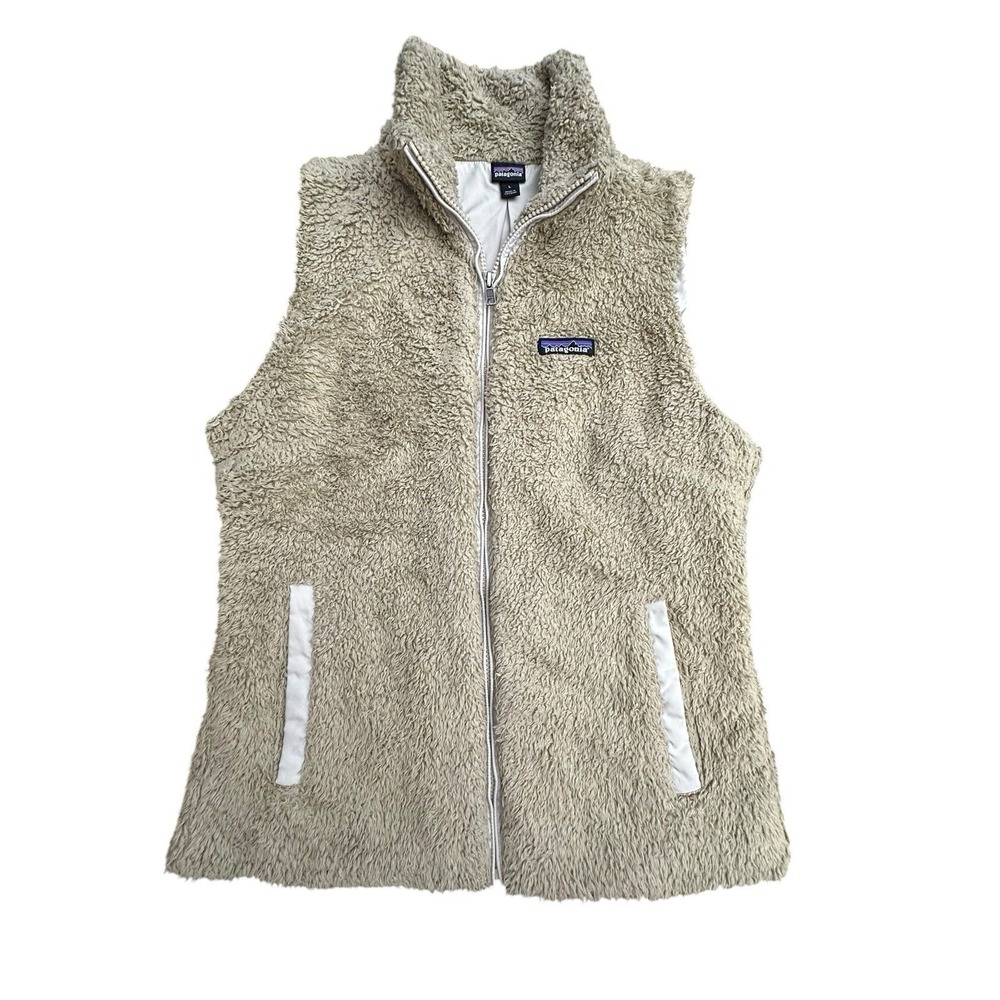 Patagonia Los Gatos Deep Pile Fleece Vest Large Sherpa El‎ Kap Khaki #Y4-3